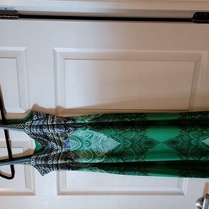 Green Sleeveless Scoop Neck Sundress